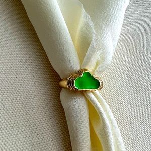 Fashion Cloud Ring Gold Plated Green Adjustable Brand New